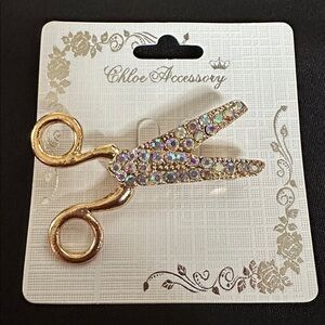 Gold Scissors Brooch